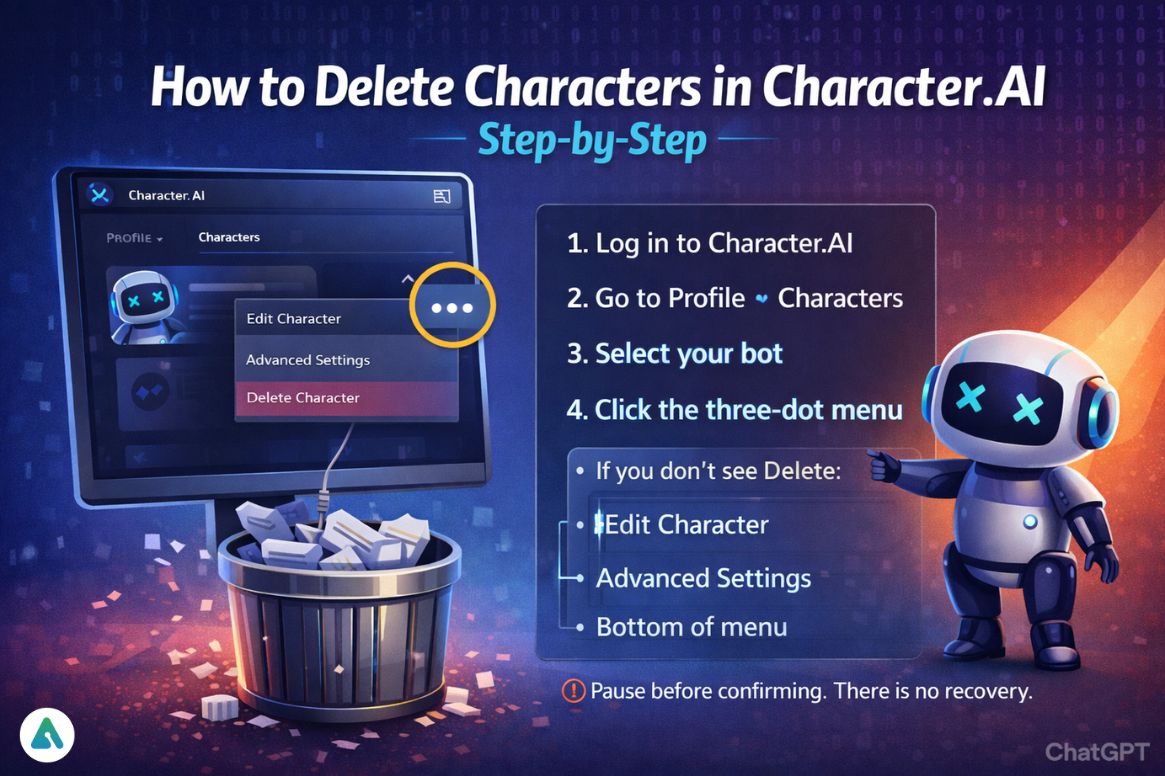 how to delete characters in character ai step-by-step