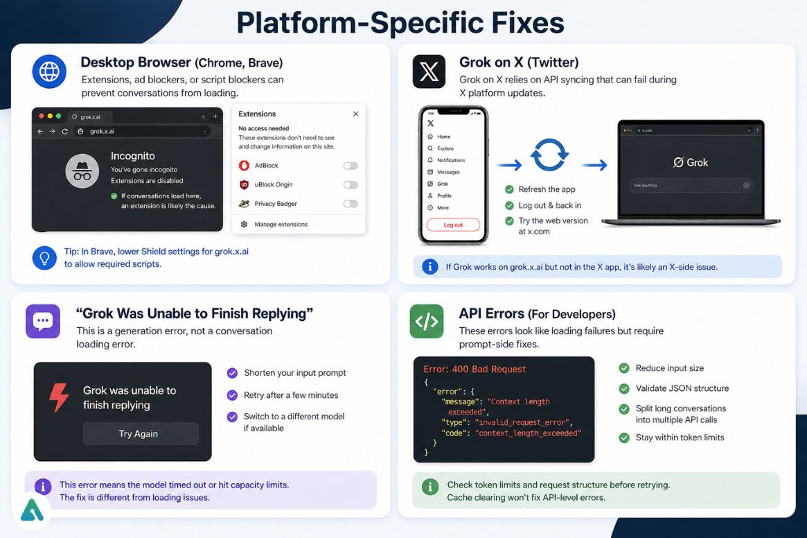 Platform-Specific Fixes for grok conversation issues