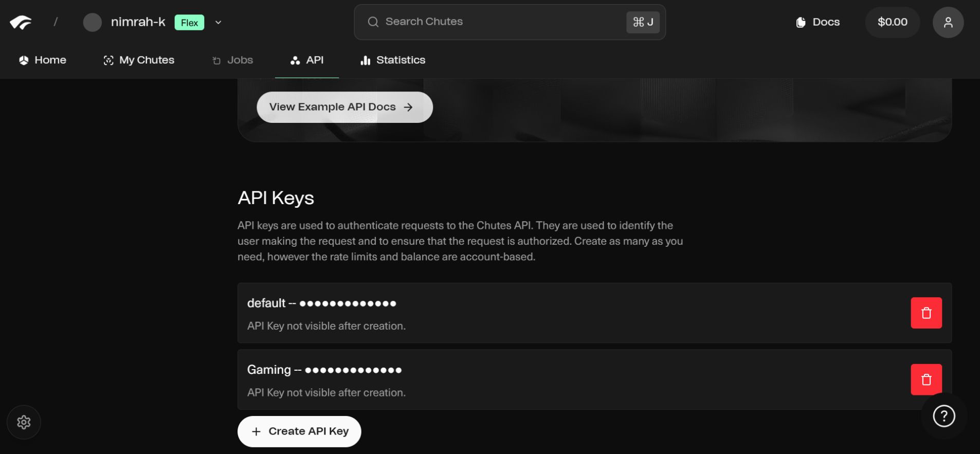 API settings