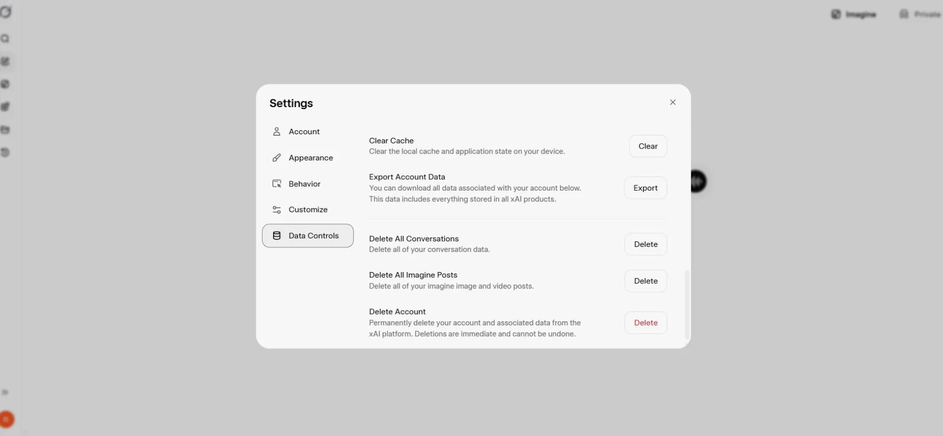 Delete All Grok History via desktop