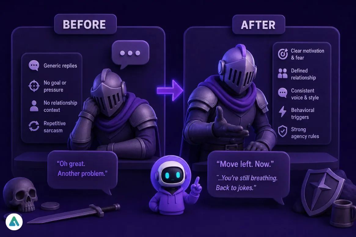 Fixing a Broken AI Character Before and After