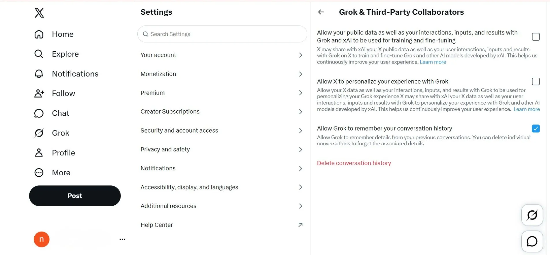 How to Stop Grok From Training on Your Data through X platform