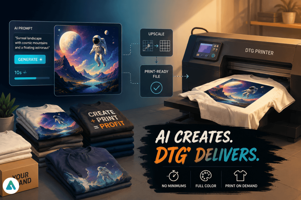 AI-generated art and DTG printing