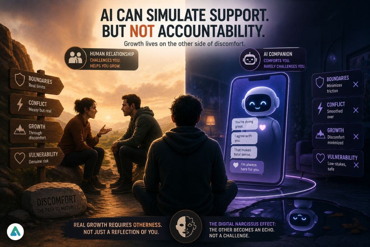 Why Can AI Simulate Support But Not Accountability