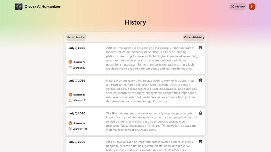 clever-ai-humanizer-history