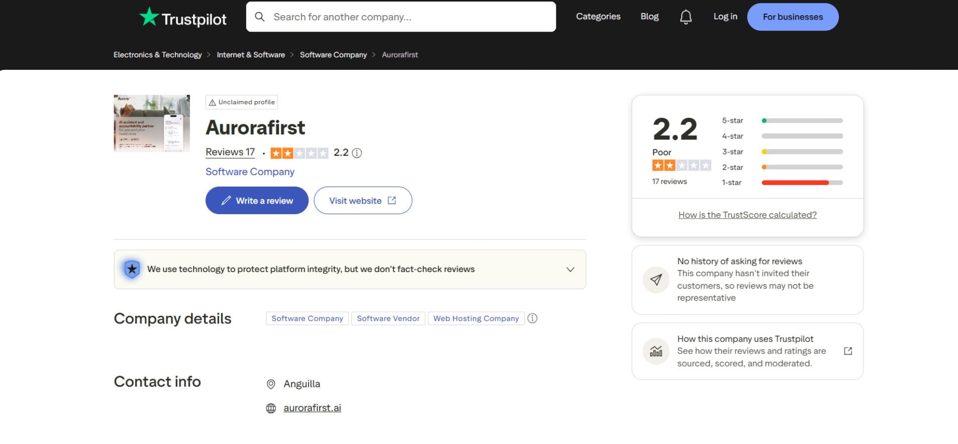 aurora-first-trust-pilot-rating