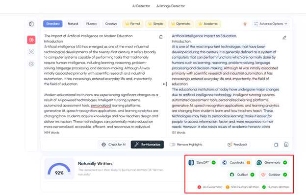 stealth writer AI Detection Features