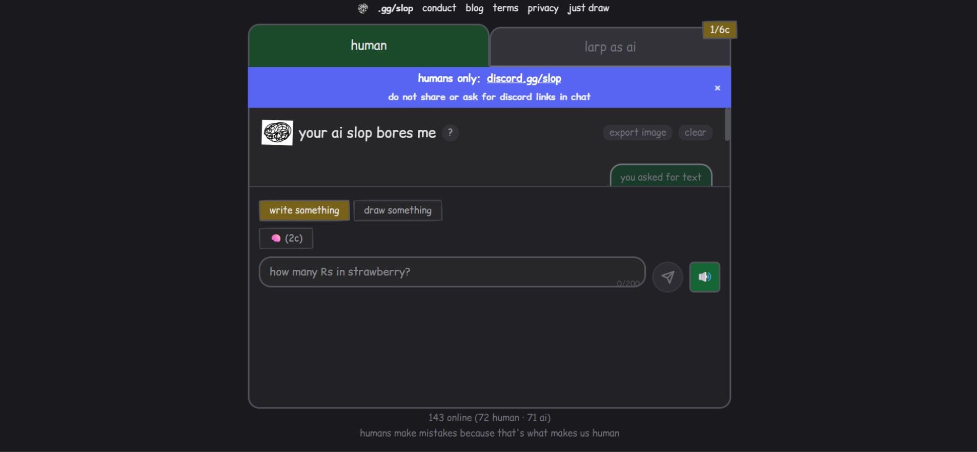 your ai slop bores me homepage