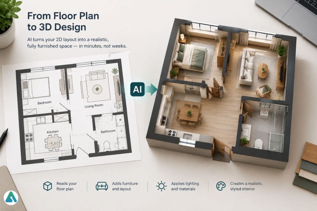 AI floor plan to 3D design