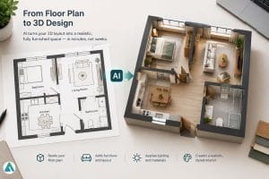 AI floor plan to 3D design
