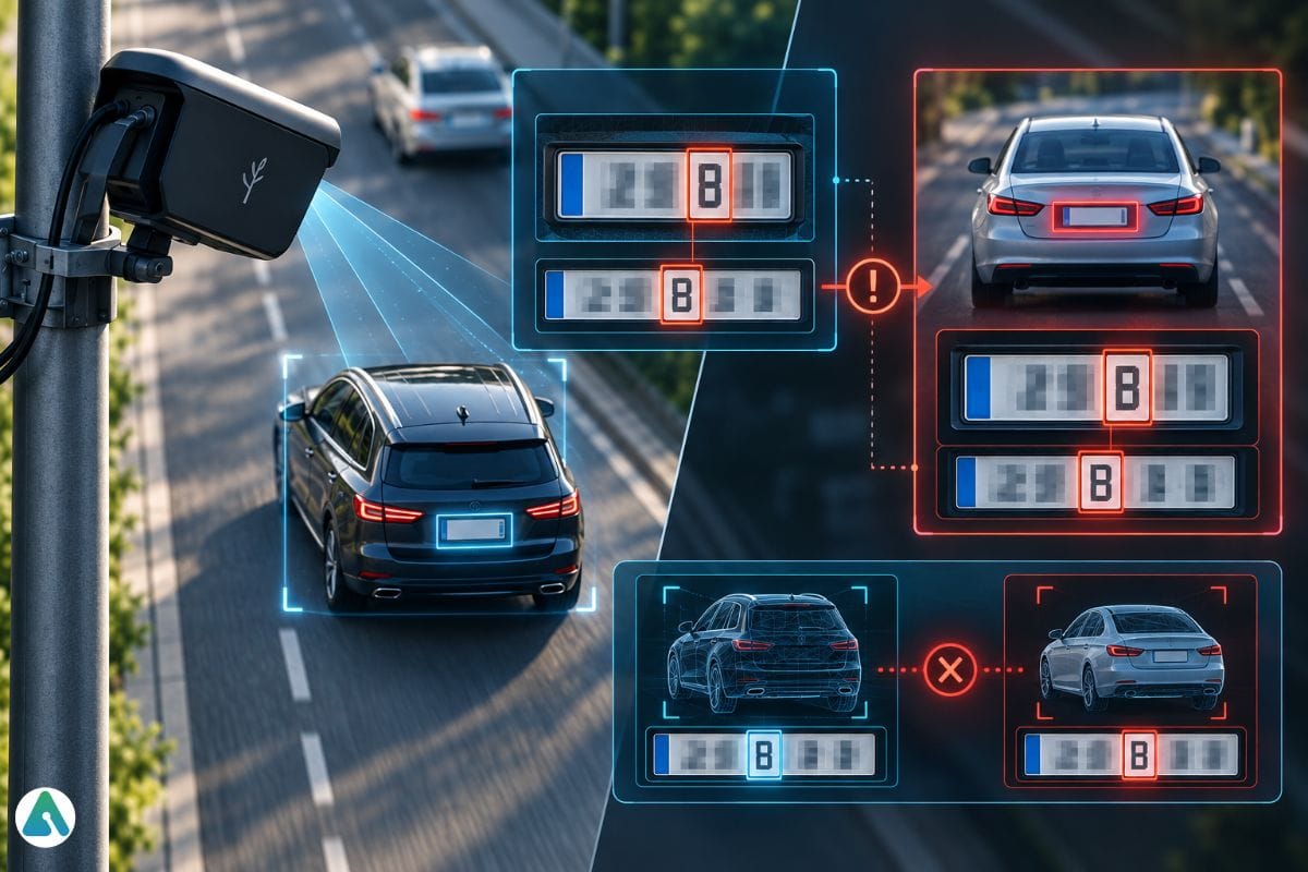 AI license plate recognition system misreading a plate character and matching the wrong vehicle