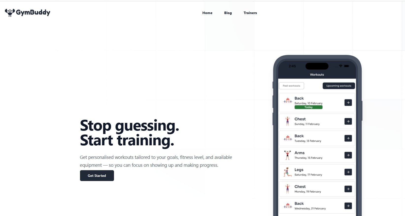 gymbuddyai website homepage