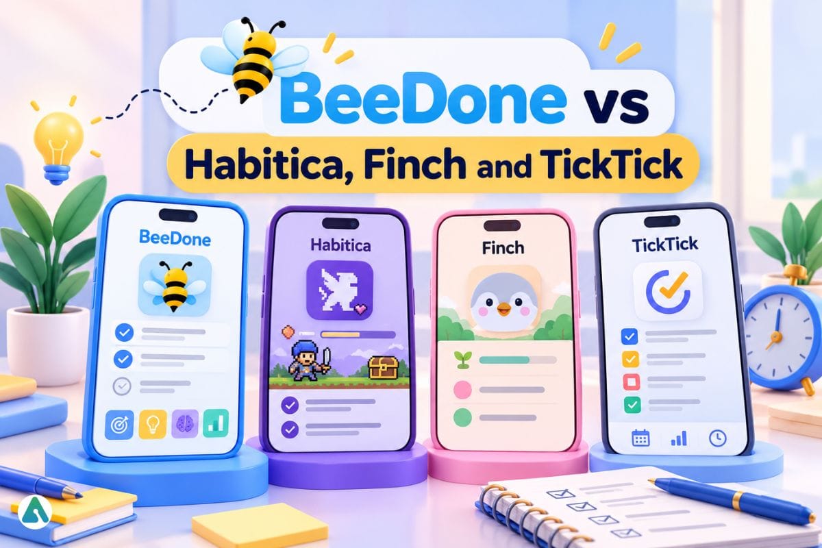 BeeDone vs Habitica, Finch and TickTick