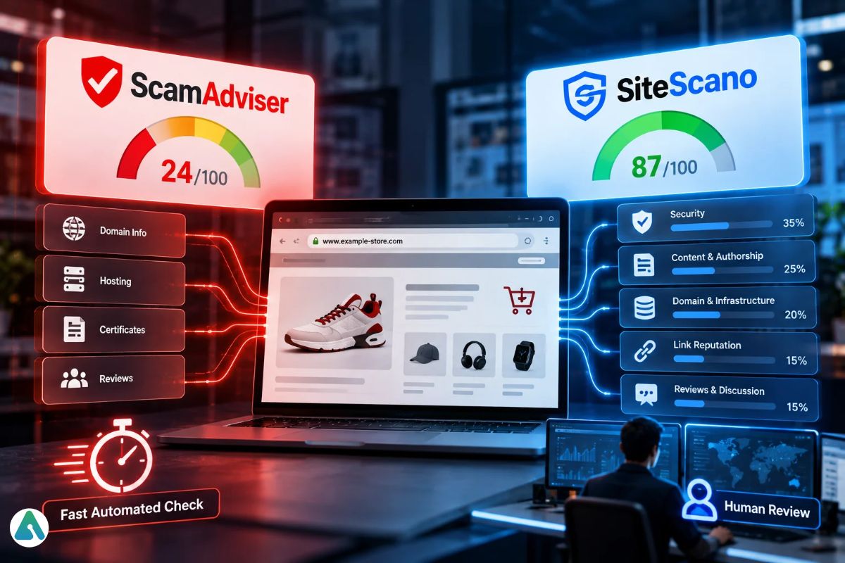 How ScamAdviser and SiteScano build a score