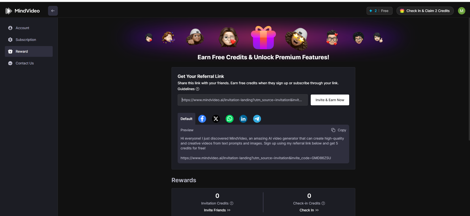 Mindvideo ai reward and earn