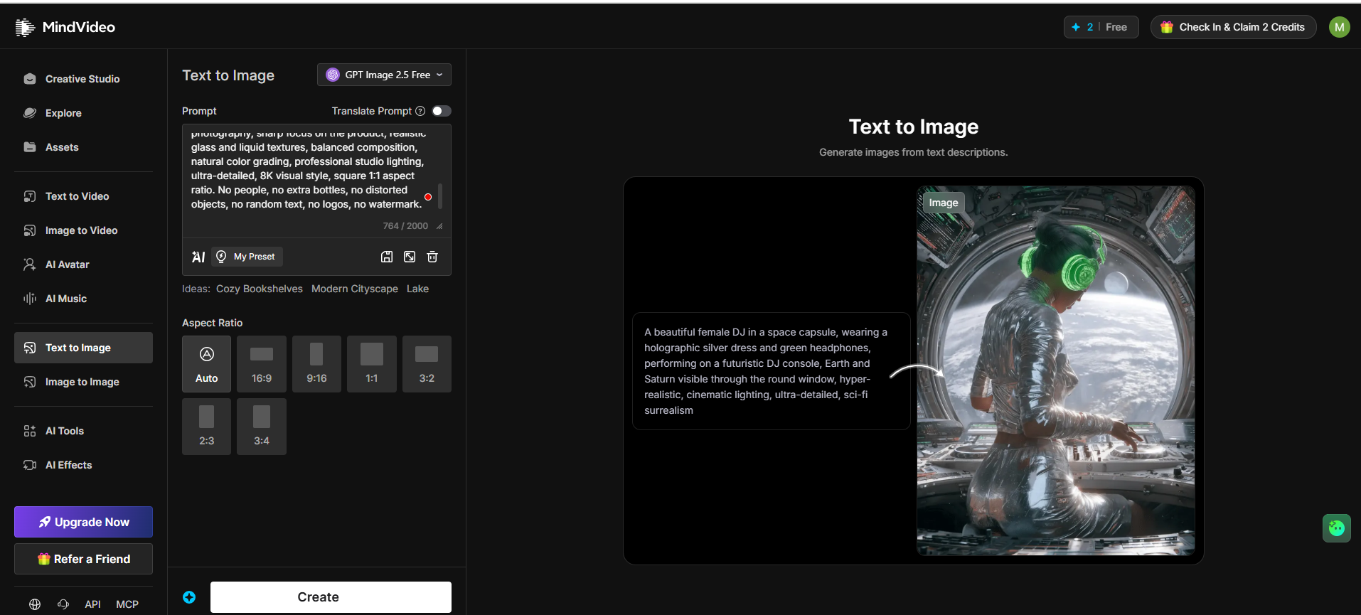 Mindvideo ai text to image