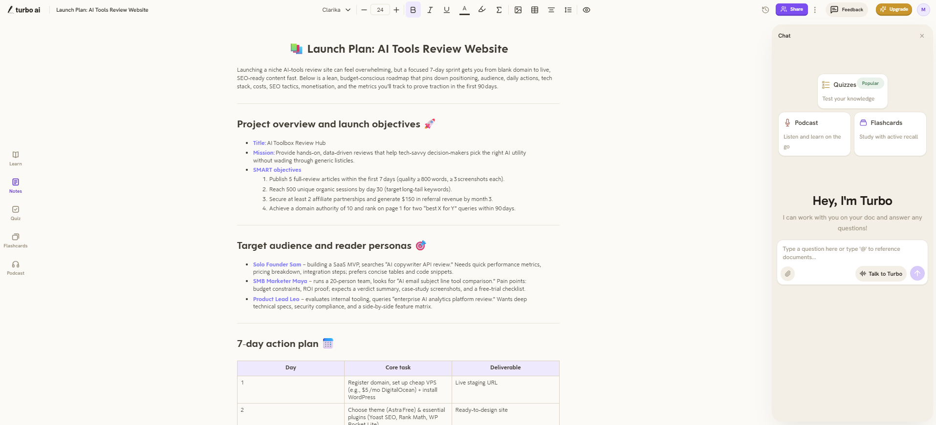 turbo ai notes