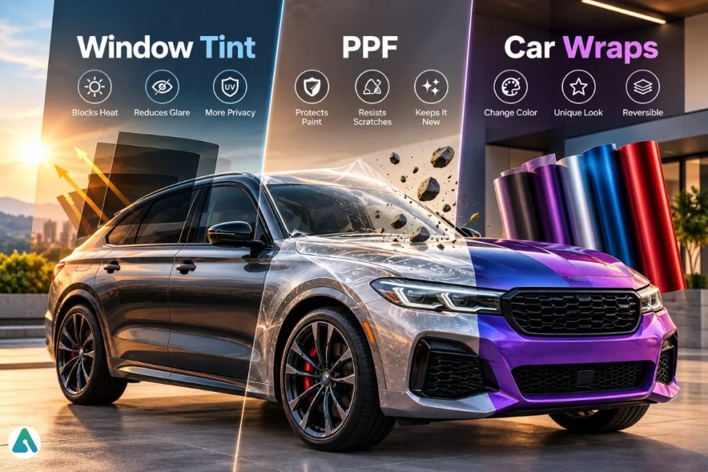 Window Tint vs PPF vs Car Wraps