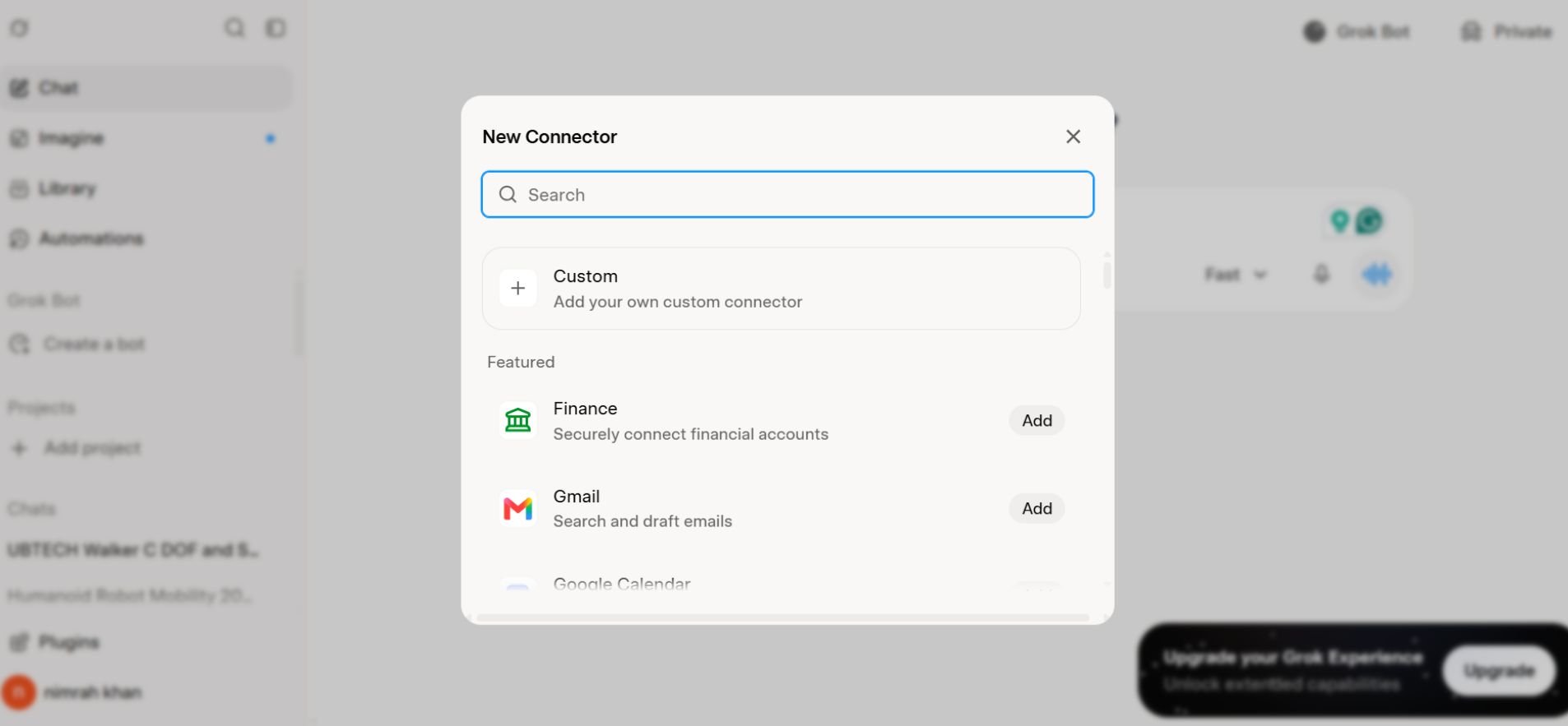add new connector to grok