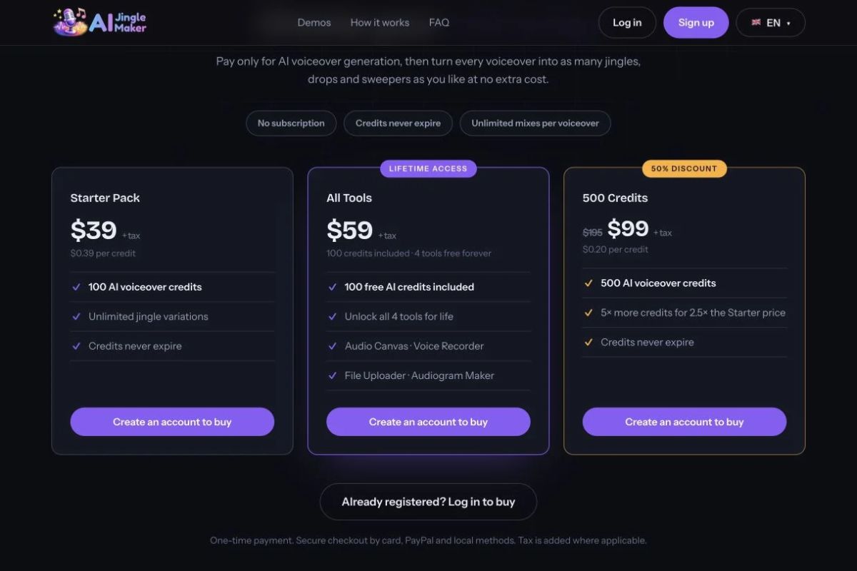 jinglemaker pricing